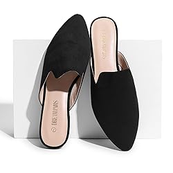 DREAM PAIRS Women's Flat Mules Pointed Toe Backless