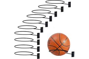 QEQANAZO 10PCS Premium Metal Basketball Holder Wall Mount，Ball Holder Wall Mount,Storage for Basketball, Football, Rugby etc.