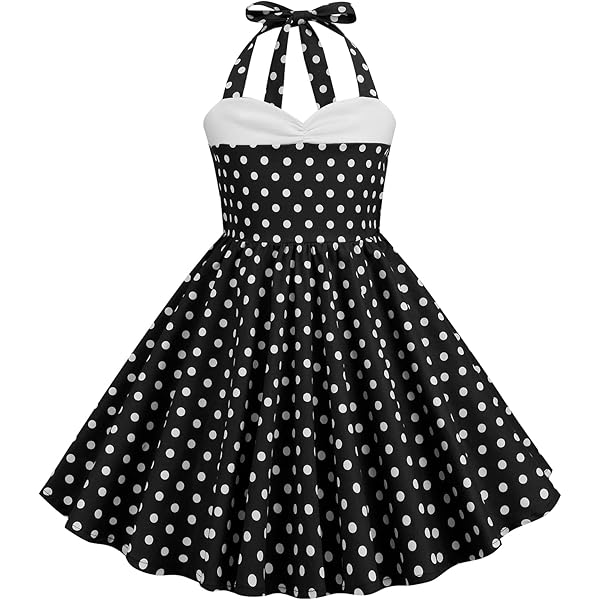 Amazon.com: Big Girls Tween Black White Spangle Dot Print Belted Social  Dress (7, Black): Clothing, Shoes & Jewelry
