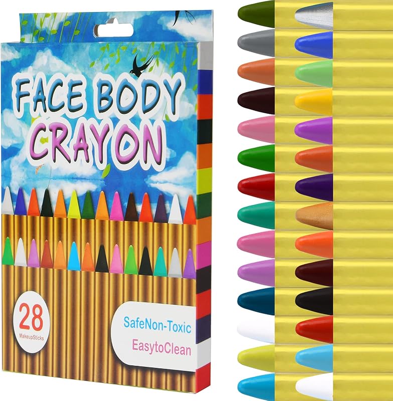 Pintura de Cara, 28 Colores Seguridad No Tóxica Pintura Facial, Crayones de Maquillaje Ideal para Halloween Navidad Cosplay Fiesta y Party