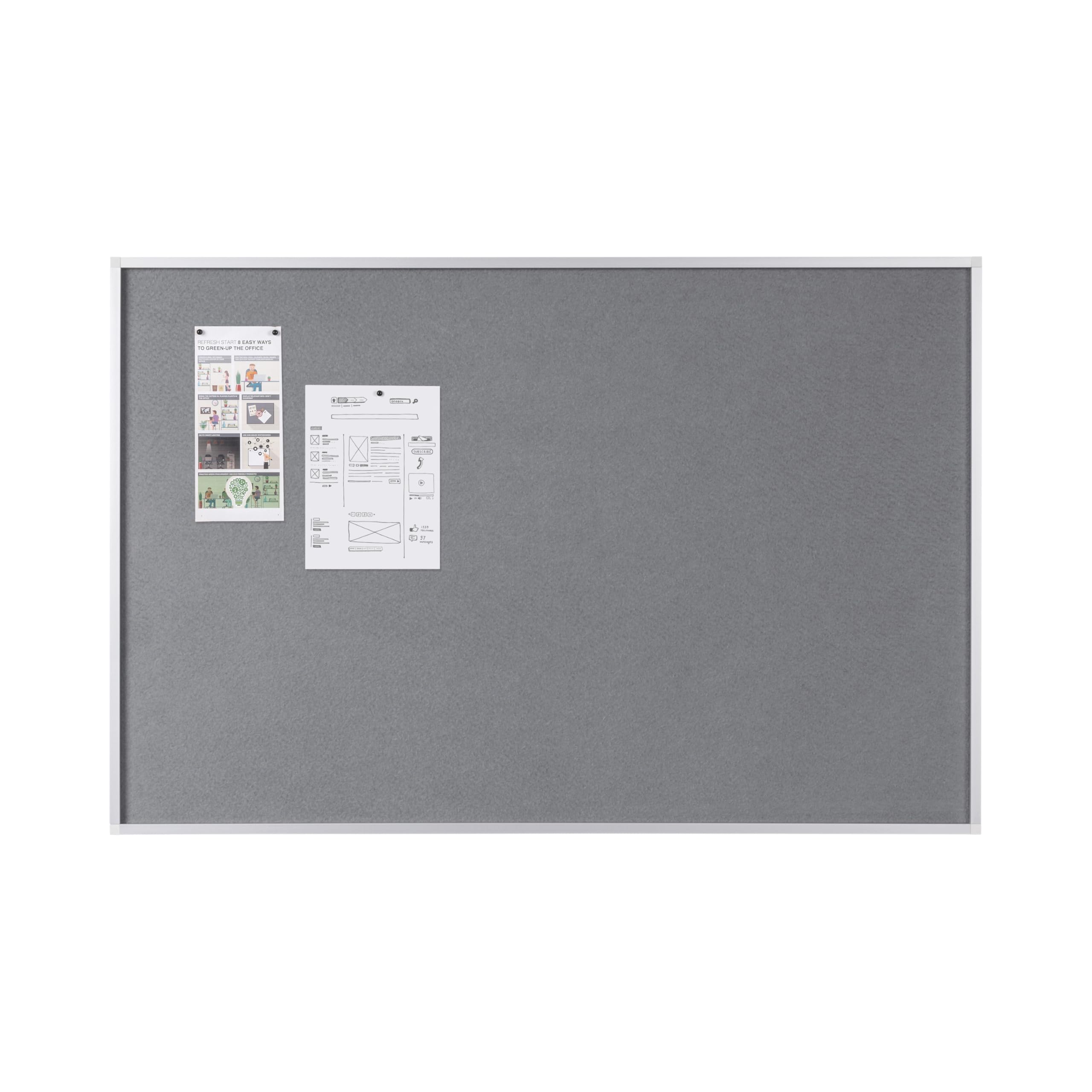 Bi-Office New Generation Grey Felt Notice Board, 120 x 90 cm, Aluminium Frame,Grey,Red,White