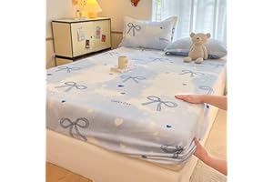 Flannel Velvet Bed Sheet, High Elasticity Mattress Protector,Flannel Fitted Sheet,Velvet Fitted Plush Shaggy Bed Mattress Sui