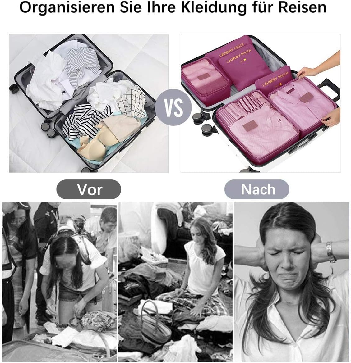 Packing Cubes wasserdichte Packwürfel Packtaschen Reisen Organizer