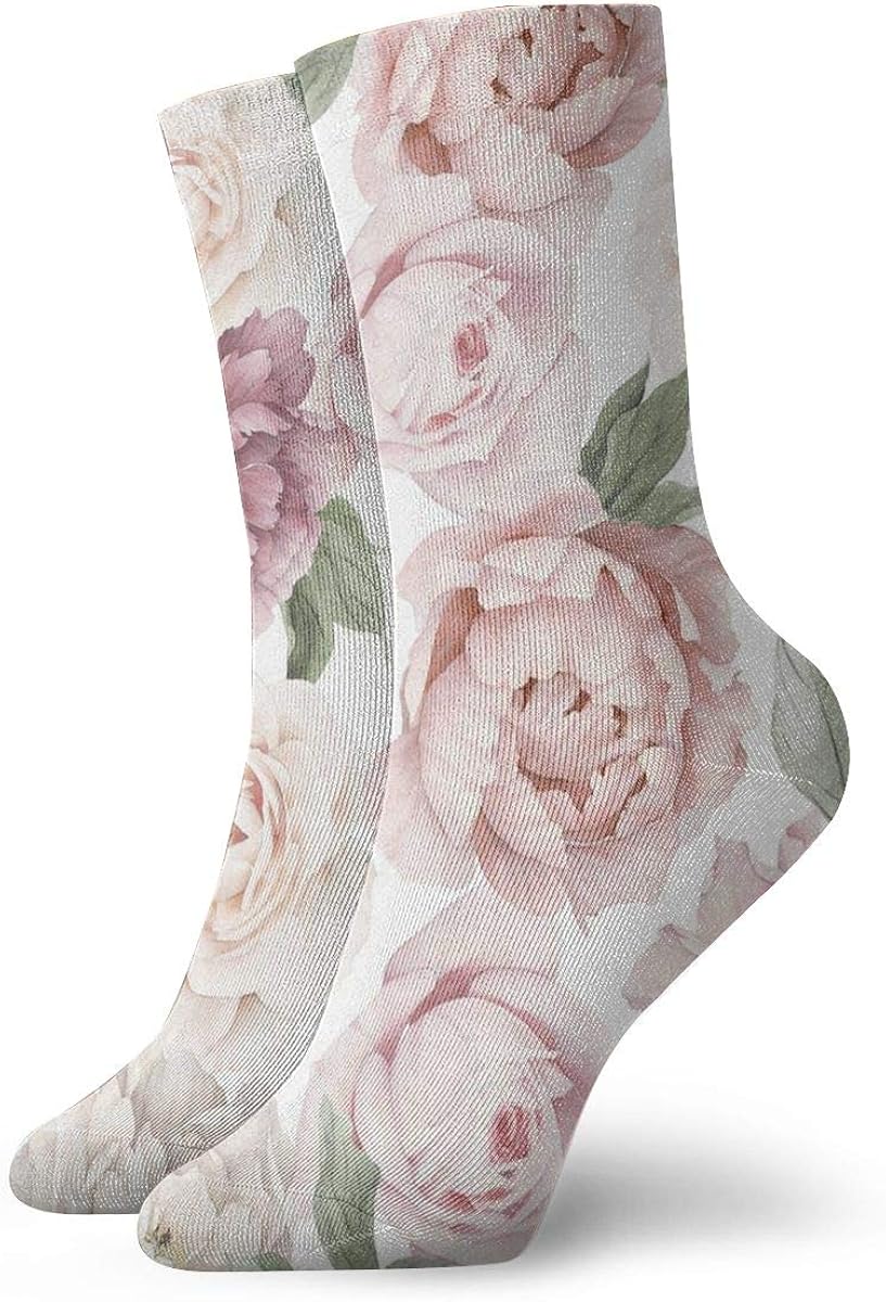 Spring Season Pink Flowers Floral Socks Women Breathable Casual Polyester Crew