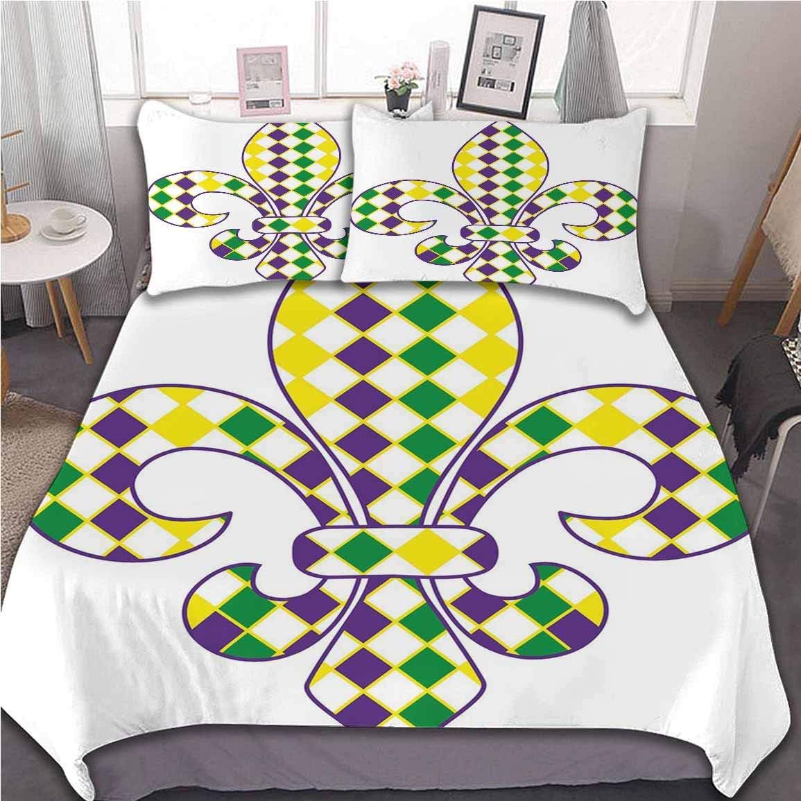 Oobon Duvet Cover Set, Ancient Fleur De Lis with