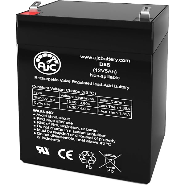 Crown Battery 12CE5, 12V 5Ah F1 SLA Rechargeable SigmasTek Battery...