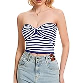 Molirex Womens Tube Tops Twist Knot Summer Strapless Y2K Crop Top Ribbed Knit Vacation Outfits