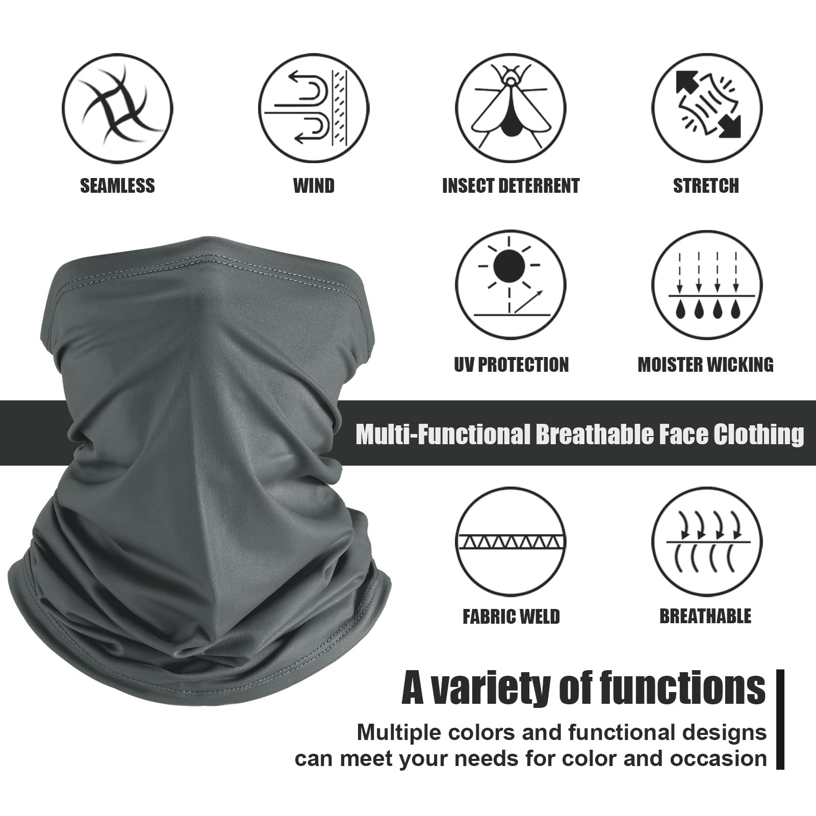 Geyoga 6 Pieces Summer UV Protection Cooling Neck Gaiter Face Clothing Neck Gaiter Mask Scarf Sunscreen Breathable Bandana