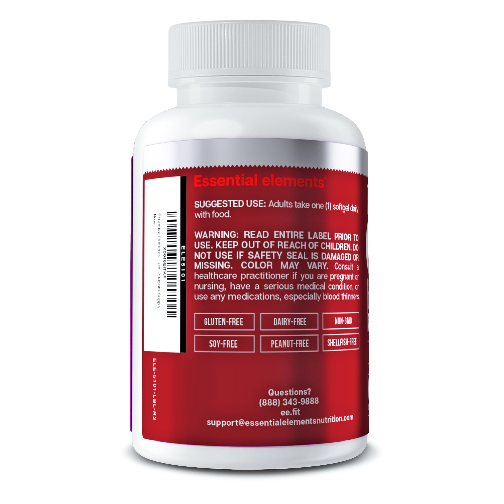 Essential Elements CoQ10 100mg Softgels for Heart, Brain, and Vascular Support - Comprehensive Coenzyme Q10 Supplement Formulated for Optimal Absorption - 60 Count, 2 Month Supply
