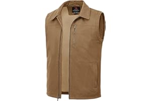 TBMPOY Men's Winter Vest Casual Sherpa Fleece lined Full Zip Lightweight Vest Outerwear Warm Cotton Travel Jackets