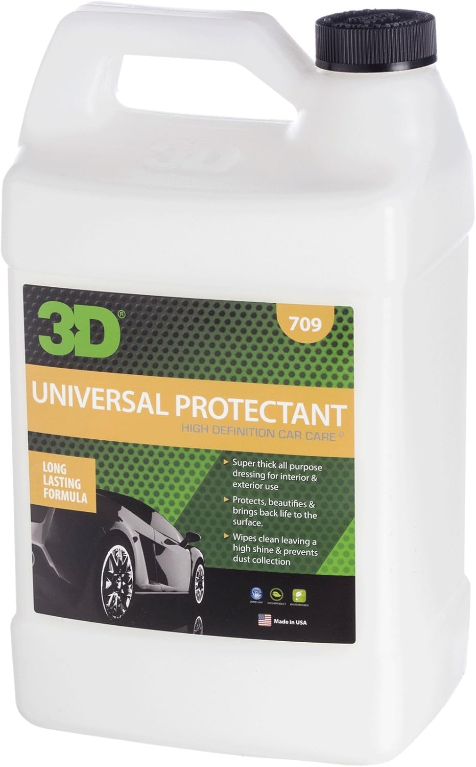 3D Universal Protectant Tire Dressing - 1 Gallon | Long Lasting, High Shine, Wipe On Tire Gloss | Non-Greasy Water Based Protectant | Made in USA | All Natural | No Harmful Chemicals: Automotive