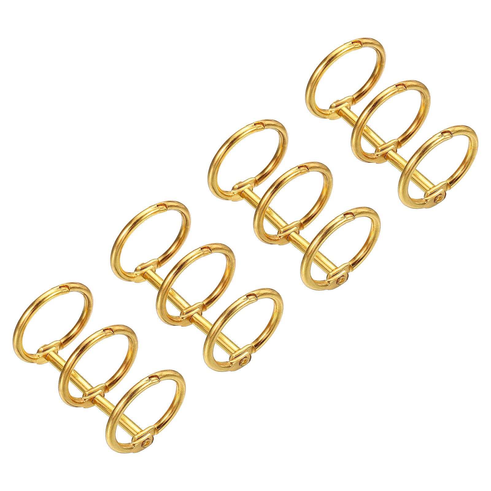 PATIKIL 0.79" Dia 3-Rings Book Rings, 4 Pack Metal Binder Rings Loose Leaf Ring Detachable for Office Desk Calendar Photo Album, Gold Tone
