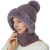 Women Balaclava One-Piece Skull Beanie Hat Neck Circle Scarf Ski Snow Winter Knit Fleece Cap Cold Weather