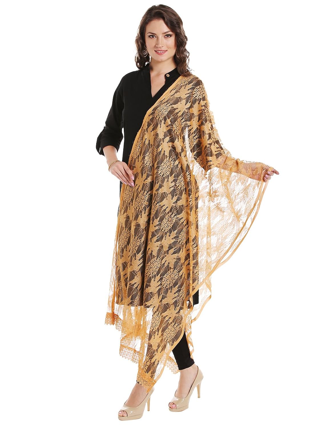 dupatta bazaar women's gold net dupatta