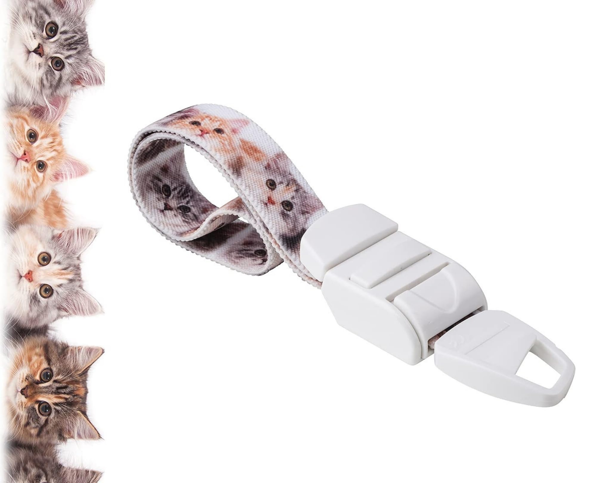 ROLSELEY White Medical Nurse Tourniquet with CUTE CATS & KITTENS Pattern with ABS Plastic Buckle Latex Free Elastic Band Perfect for Doctors, Nurses, Students and Paramedics