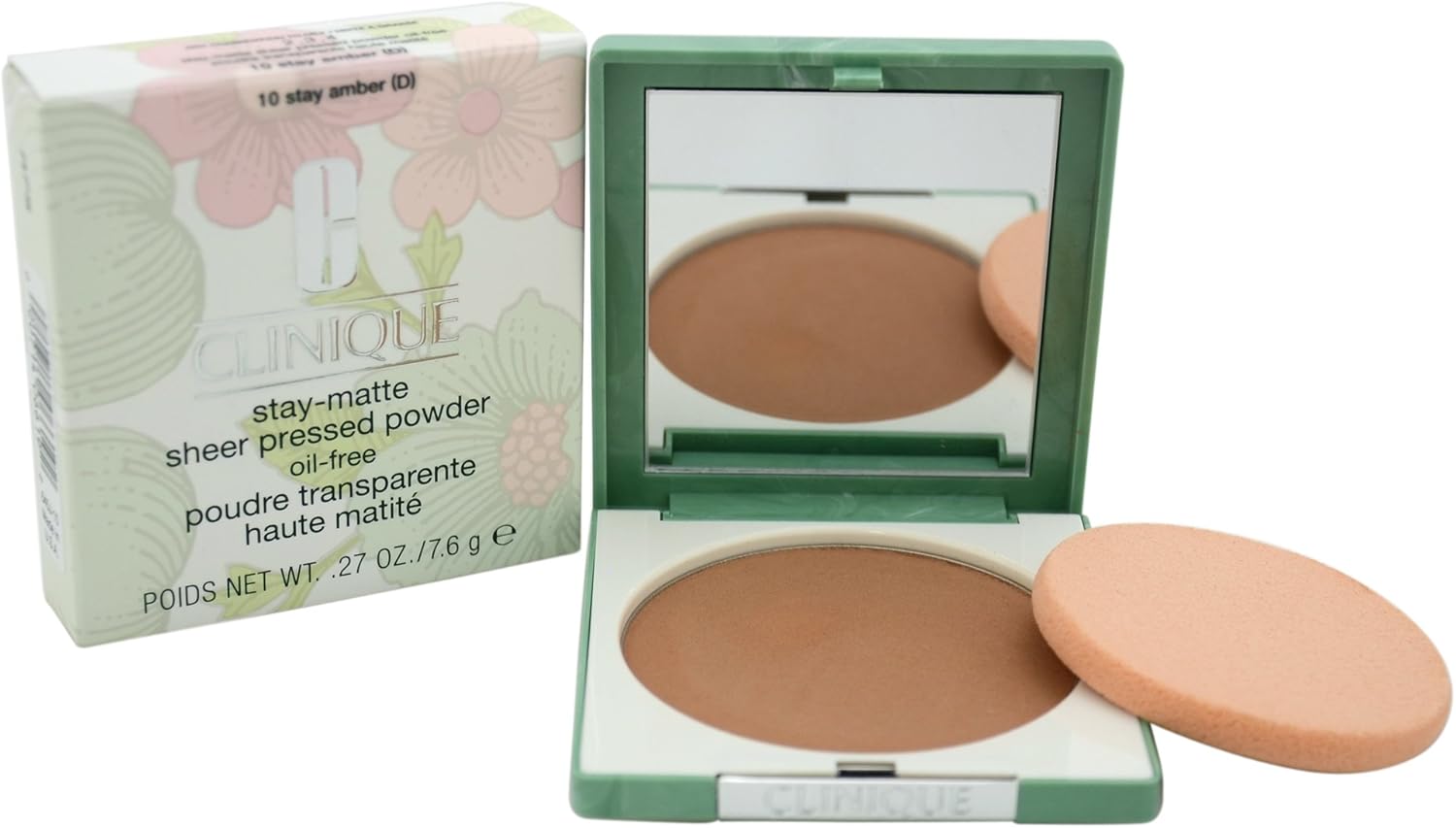 Clinique Women's Stay-Matte Sheer Pressed Powder, 10 Stay Amber, Dry Combination To Oily, 0.27 Ounce