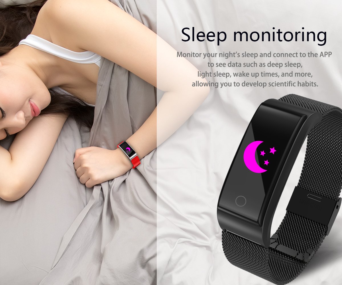 Fitness Trackers - Smart Watch - with Heart Rate Monitor, Waterproof Smart Fitness Band with Step Counter, Calorie Counter, Pedometer Watch for Step Counter for Women Kids Girls (Black)