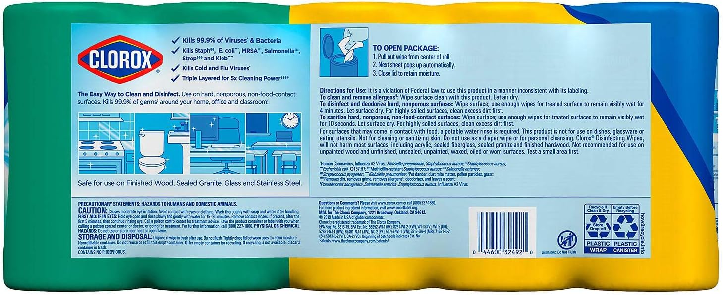 Clorox Disinfecting Wipes Variety Pack - 5X Cleaning Power, Kills 99.9% of Bacteria - 5 Pack, 425 Count Total: Health & Personal Care