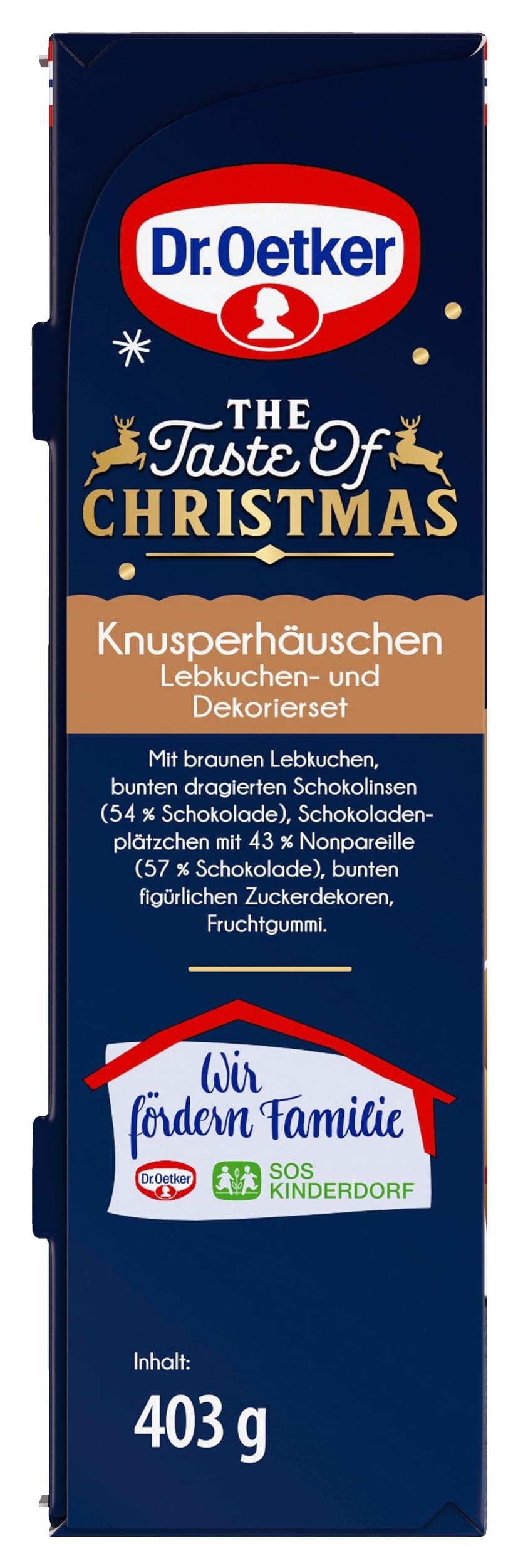 Dr. Oetker Knusper-Häuschen, Lebkuchenhaus und Dekorierset zum Basteln und Verzieren für die Weihnachtszeit - 1 x 403 g