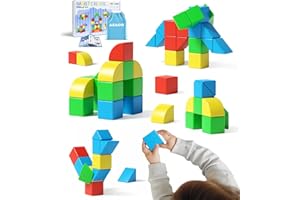 Asago Magnetic Blocks for Toddlers, Kids Building Toys, Creative Stacking Colorful Sensory Block with Magnet, Educational Construction Cubes Set for Boys Girls Children Ages 3 4 5 6 7 8 Year
