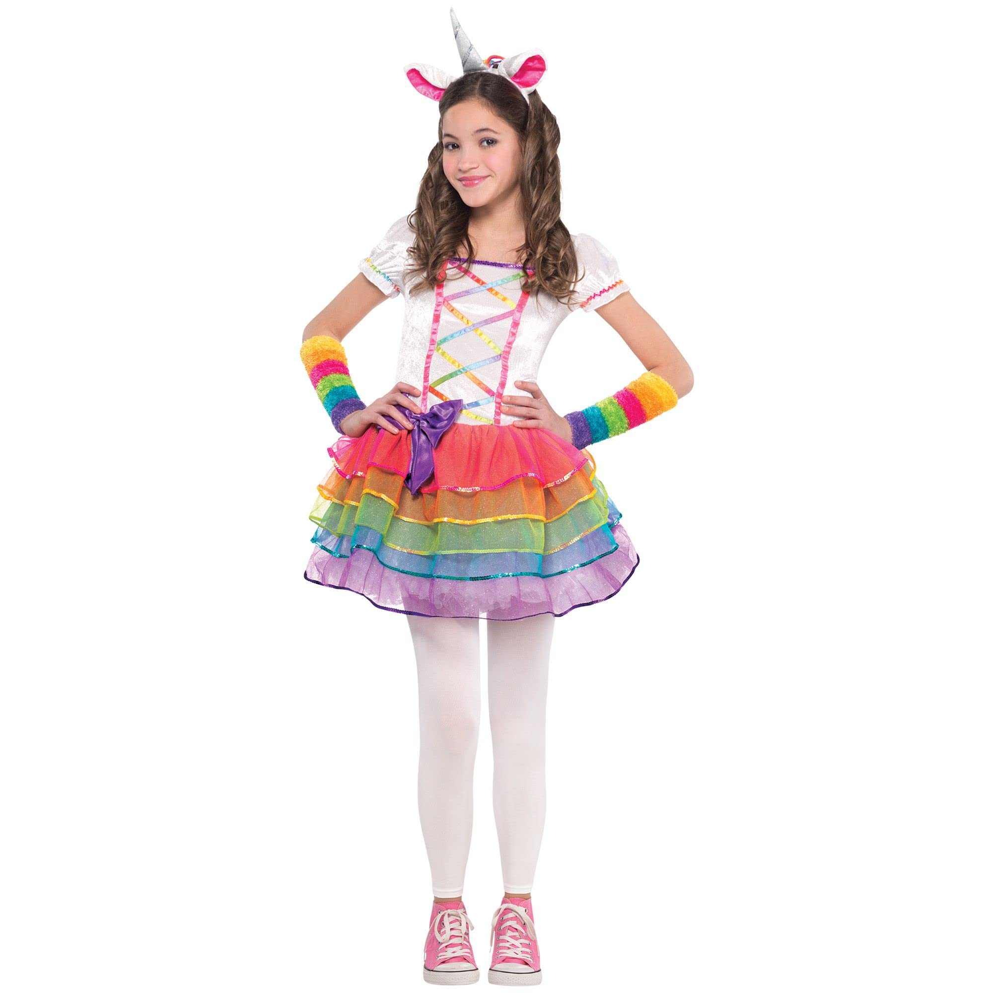 amscan Unicorn Rainbow Dress with Headband and Warmers - Age 3-4 Years - 1 PC