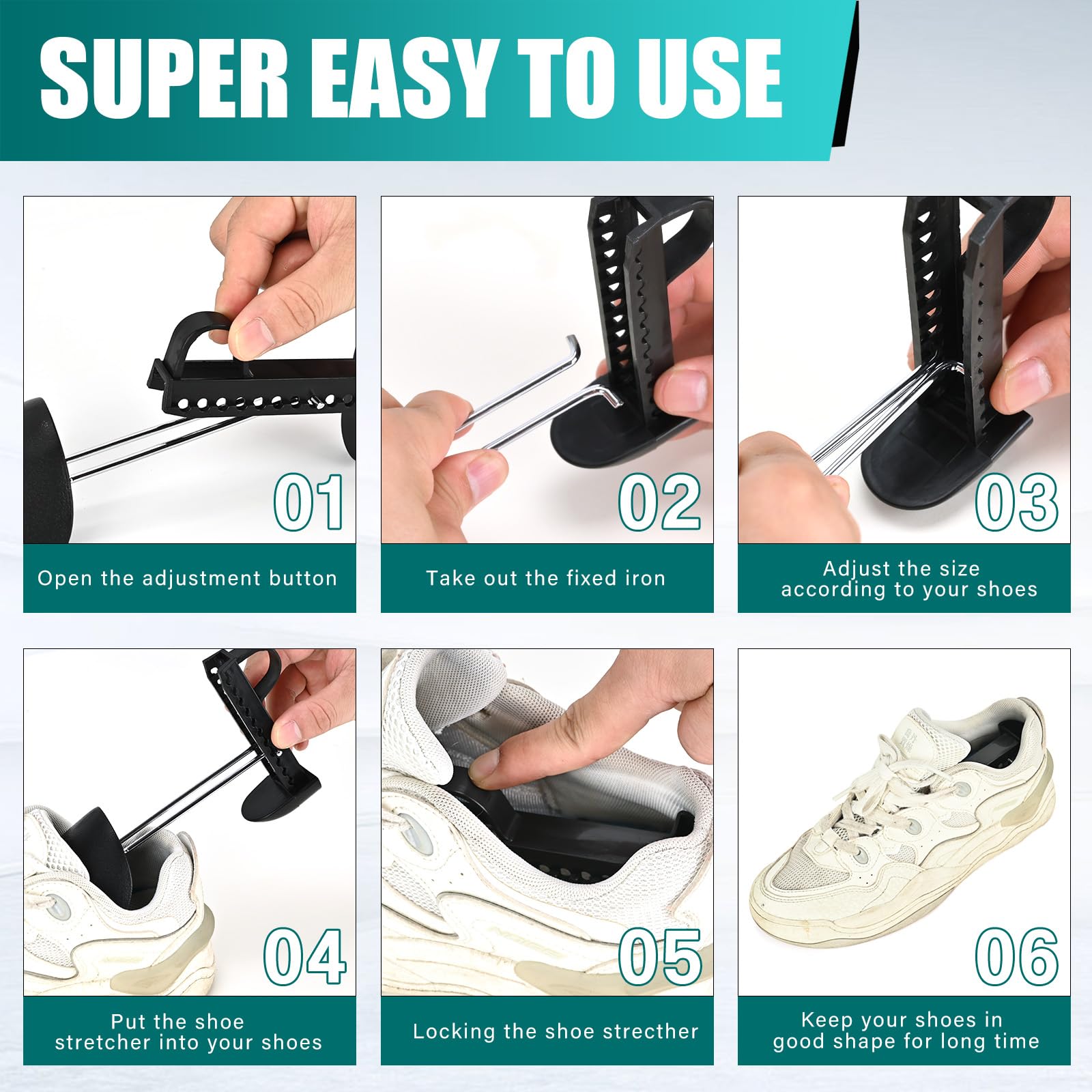 EchoDone 5 Pairs Practical Adjustable Length Men Shoe Tree Shoe Stretcher Boot Holder Shaper Support (Black Color)