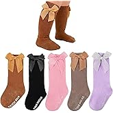 Dioxay Baby Girl Non Slip Knee High Socks Cotton Ruffle Bow Infant Toddler Long Stockings Infant Knee High Socks Baby