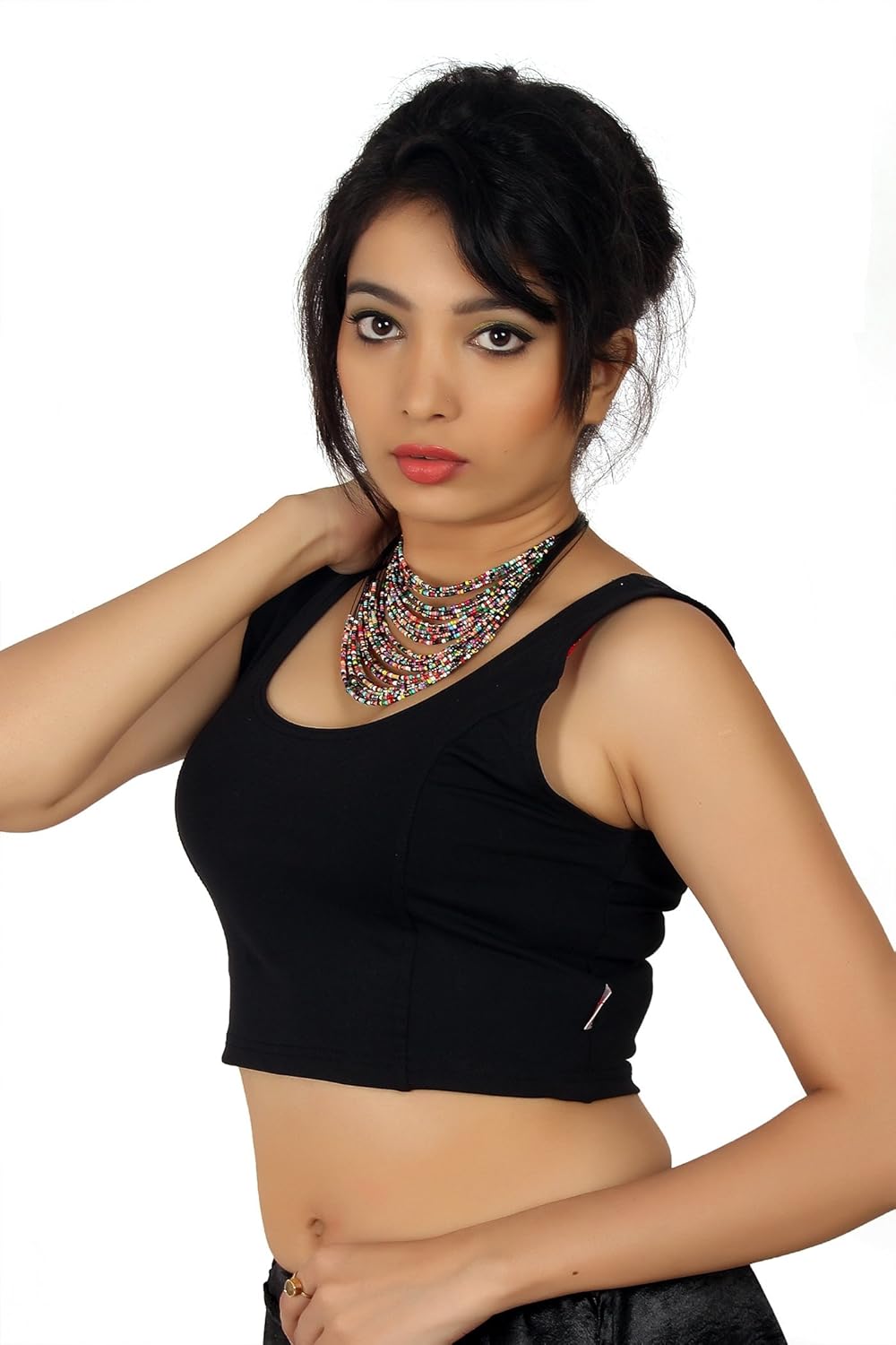 louis fashion women lycra solid blouse(agspl-3220-bl)