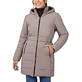 Free Country Women’s Long Puffer Jacket Warm Insulated Winter Coat Water & Wind Resistant Hooded Puffer Outerwear-Cirrus Long