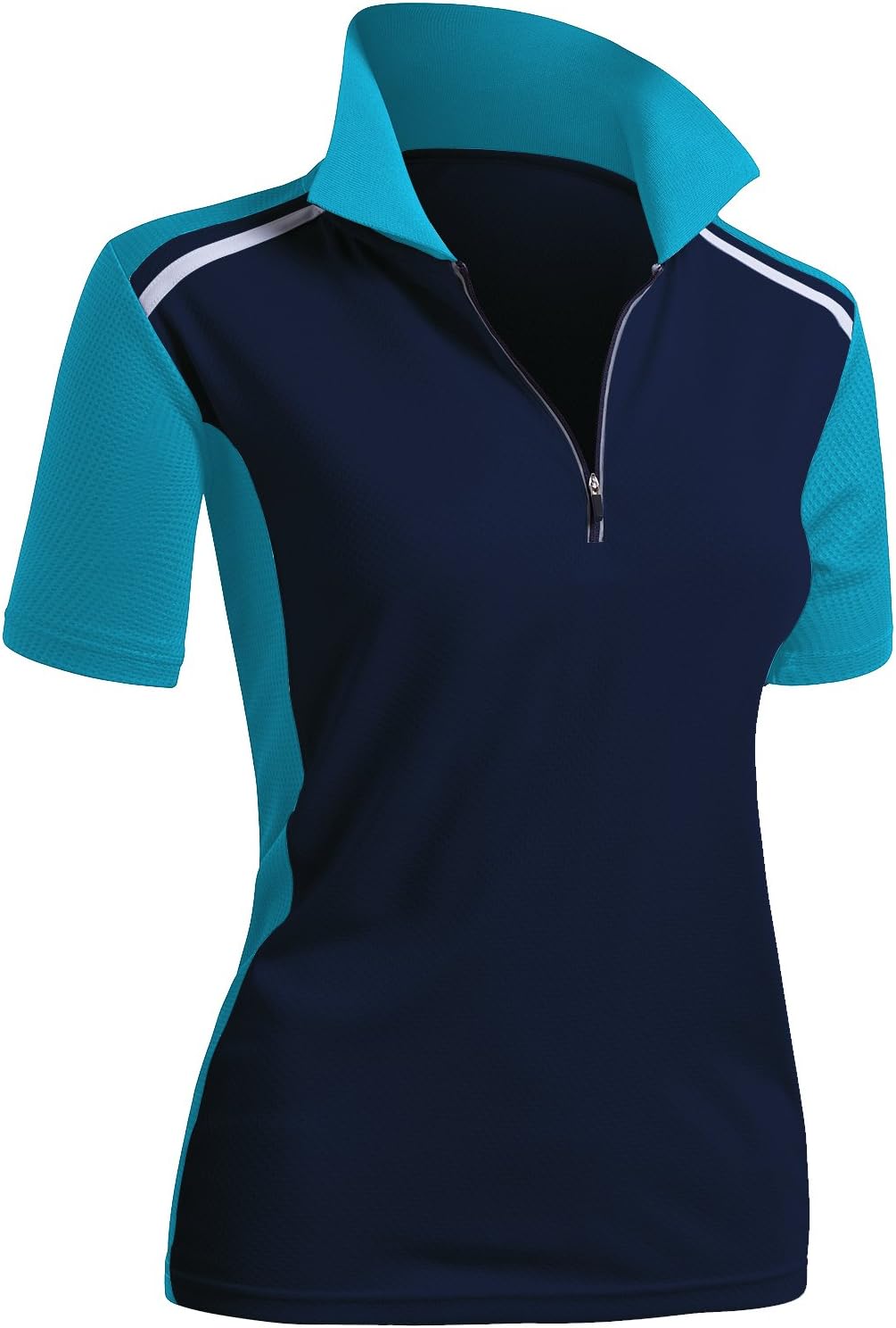 CLOVERY Women's Active Wear Short Sleeve Zipup Polo Shirt
