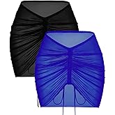 AI'MAGE 2 Pieces Women Beach Bathing Suit Cover Ups Skirt Sheer Mesh Bikini Wrap Sarong Coverup for Swimwear S-XXL