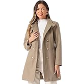Allegra K Winter Trench Coats for Women's Casual Stand Collar Pea Double Breasted Overcoat