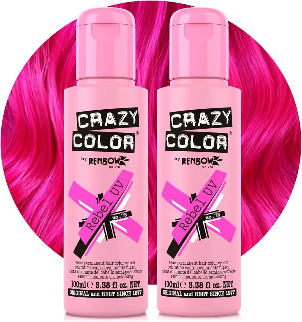 Crazy Color Rebel UV Semi-Permanent Duo Hair Dye Neon Pink 200ml