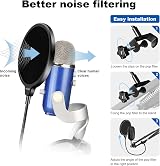Aokeo Professional Microphone Pop Filter Dual Layer Gooseneck view 3