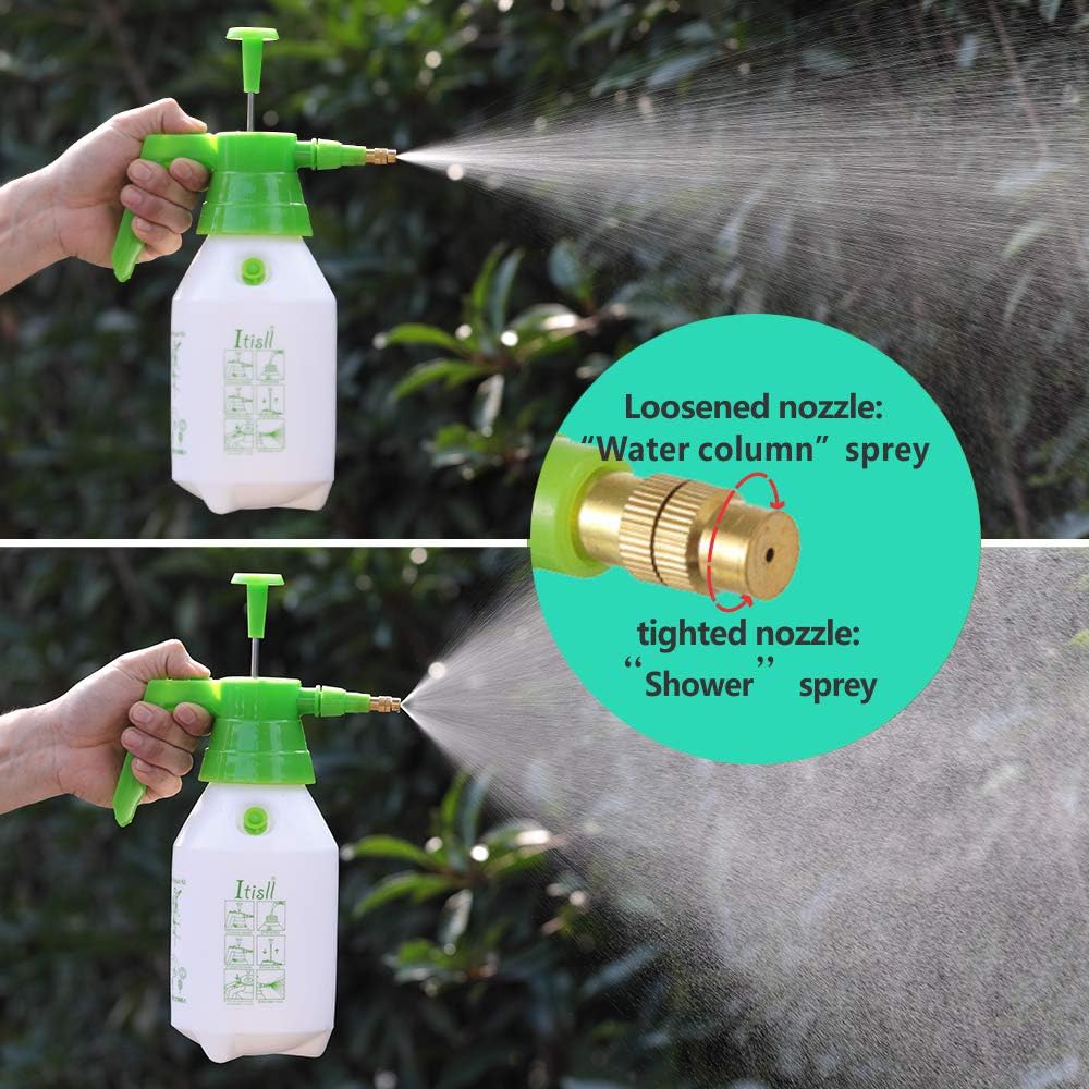 ITISLL 34 oz Manual Garden Sprayer with Safety Valve, Hand-held Lawn Pressure Pump Sprayer Bottle with Adjustable Nozzle, 1 liters (219NR1) : Garden & Outdoor