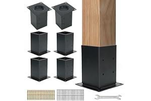 Aikosin Pergola Brackets Kit，4x4 Post Base, (Inner Size 3.5x3.5) Heavy Duty Steel Post Bracket Fit for 4x4 Standard Wood Post Anchor,Deck Base Plate Pergola Brackets Fence Kit Mailbox Mount…