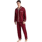 TONY AND CANDICE Men’s Cotton Pajama Set, Long Sleeve Button-Down Woven Sleepwear