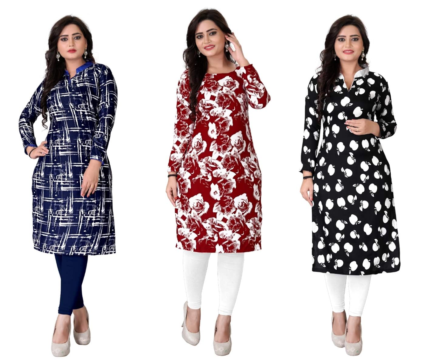Kesari King Women's Semi-Stitched Kurti Material -Combo Pack of 3