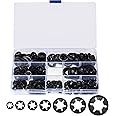 340 Pcs Internal Tooth Starlock Washers Assortment Kit, Push on Speed Clips Fasteners Washers, 65Mn Steel StarLock Washers, Quick Speed Locking Washers, [7 Sizes] M3/M4/M5/M6/M8/M10/M12 (Black)