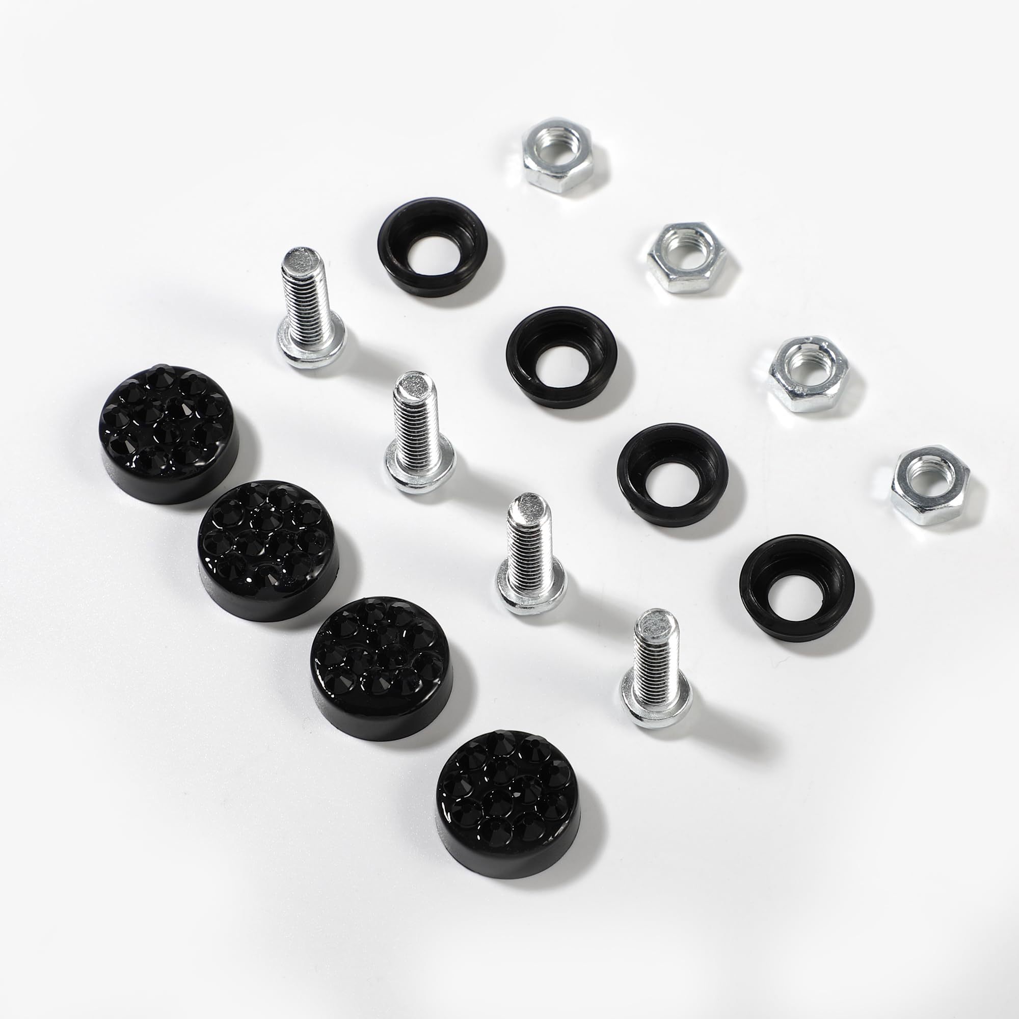 Photo 1 of Car License Plate Fasteners Screws Caps Covers Black Universal Rhinestone License Plate Bolt Cap Plastic Washer