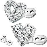 CHARMONLINE 2Pcs 14G heart Dermal Anchor Tops 316L Surgical Steel Dainty Crystal Microdermals Body Piercings Studs Punk Personalized Jewelry for Women