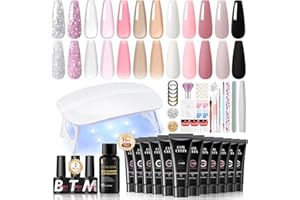 COSCELIA 41pc Poly Nail Gel Kit Starter Kit16ML 12 Colors Nail Extension Gel Kit with Lamp Light for Beginners with Everything Nail Thickening Solutions Fall Winter Colors Christmas Gifts for Women