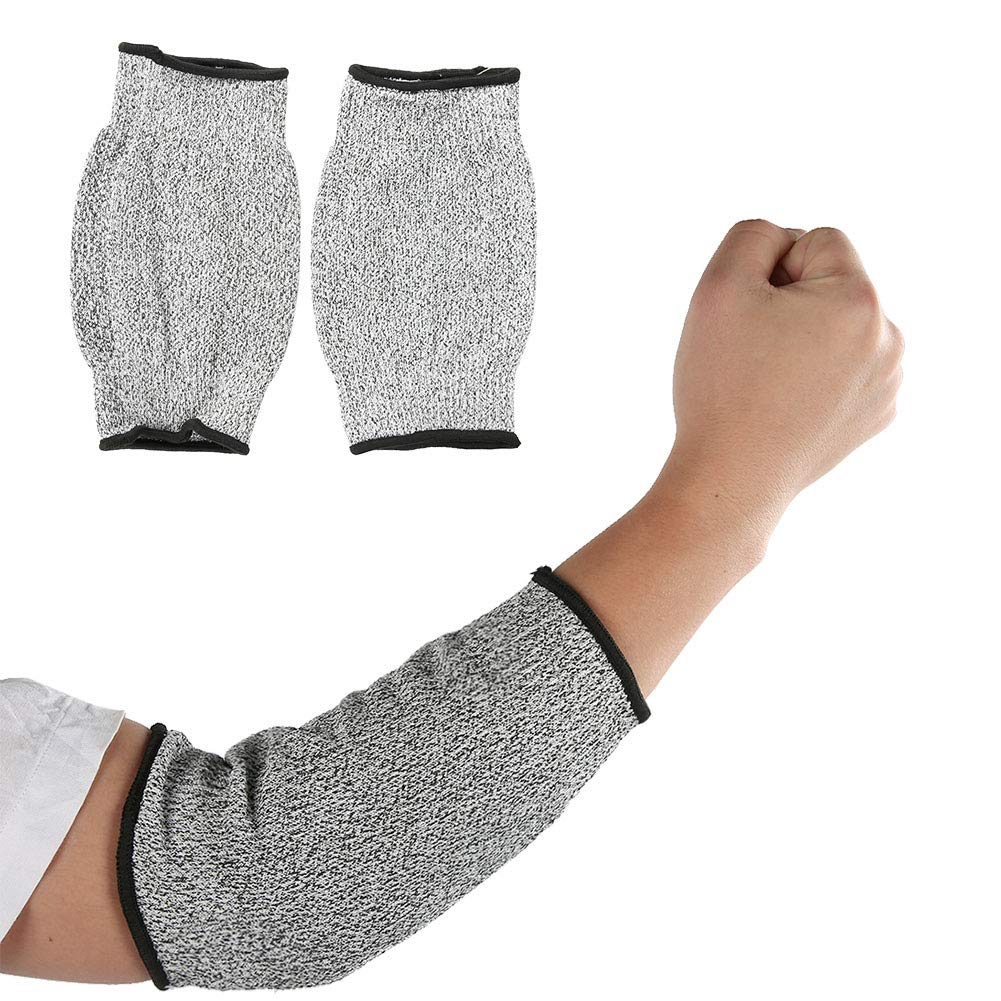 1 Pair Safety Work Sleeve Arm Protective, HPPE Cut Resistant Anti Abrasion Long Sleeve Work Gloves - 5 Levels of Cutting Resistance, Abrasion Resistance(20cm Length)