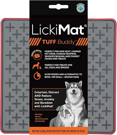 LICKIMAT Lickimat Tuff Red Heavy-Duty Slow Feeder Dog Mat