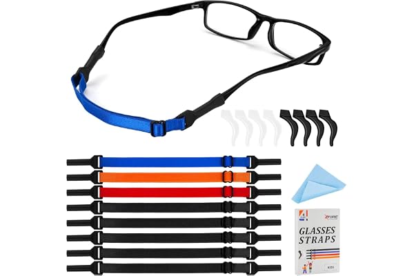 Glasses Straps - Adjustable Eyewear Retainer with pair Ear Hooks, No Tail Eyeglasses Holders Around Neck for Women's
