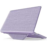 KAIJIAbox Compatible for MacBook Air 13.6 Inch Case M4 M3 M2 2025 2024 2022, Foldable Stand, Hard Shell, Woven Fabric Cover for MacBook Air 13 Inch, MacBook Air Cover, Models A3240 A2681 A3113, Purple