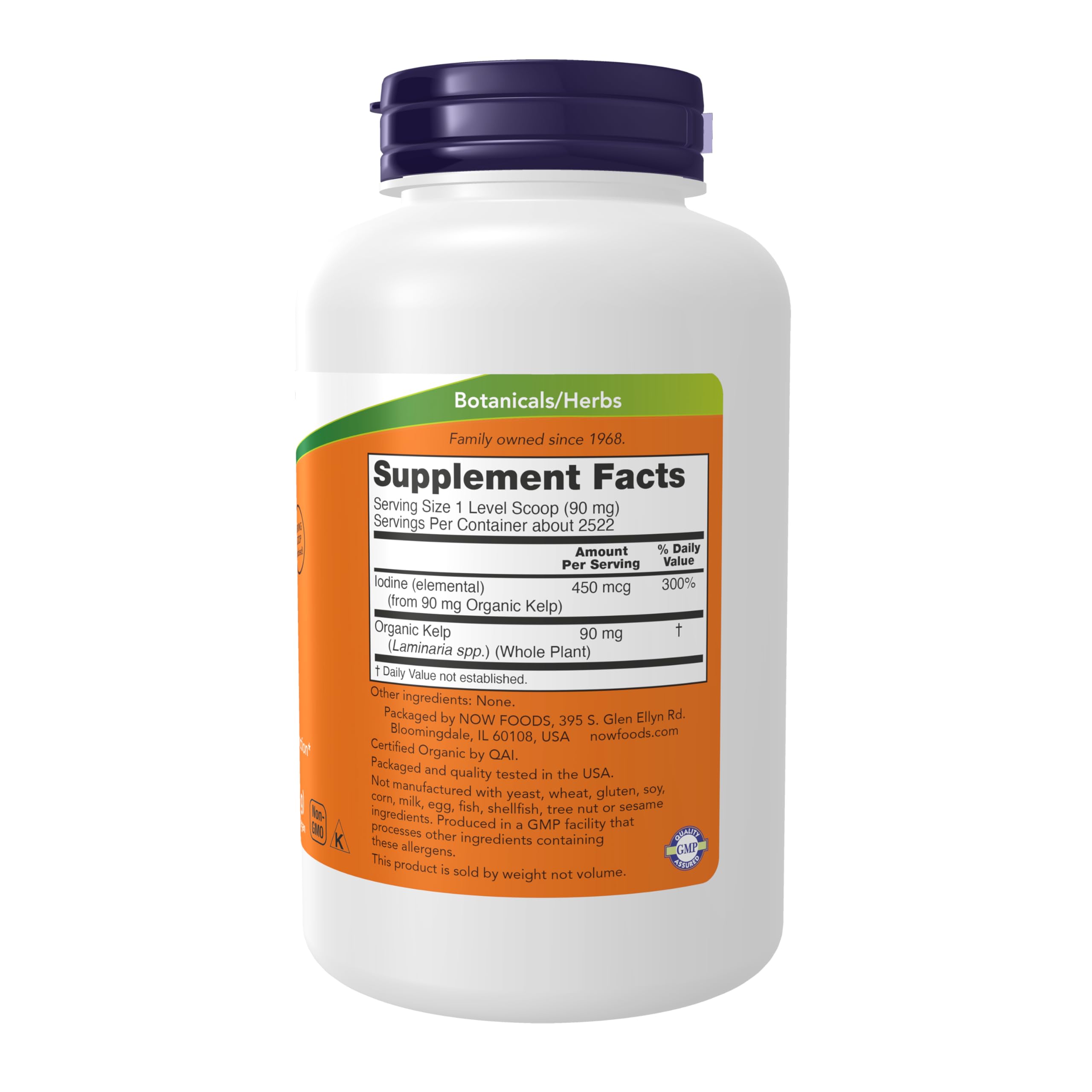 NOW Supplements, Kelp Powder, Certified Organic, Excellent Source of Iodine, Super Green, 8-Ounce