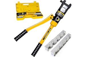 HYCLAT 16 Tons Hydraulic Wire Crimping Tool Battery Cable Lug Terminal Crimper With 13 Pairs of Dies, 9AWG to 600MCM Crimping Tool