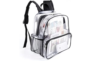 Crosstime Clear Backpack for Stadium Events 12x6x12 Clear Bag Stadium Backpack Mini Small for Sporting Events Festival Concerts, Women Men