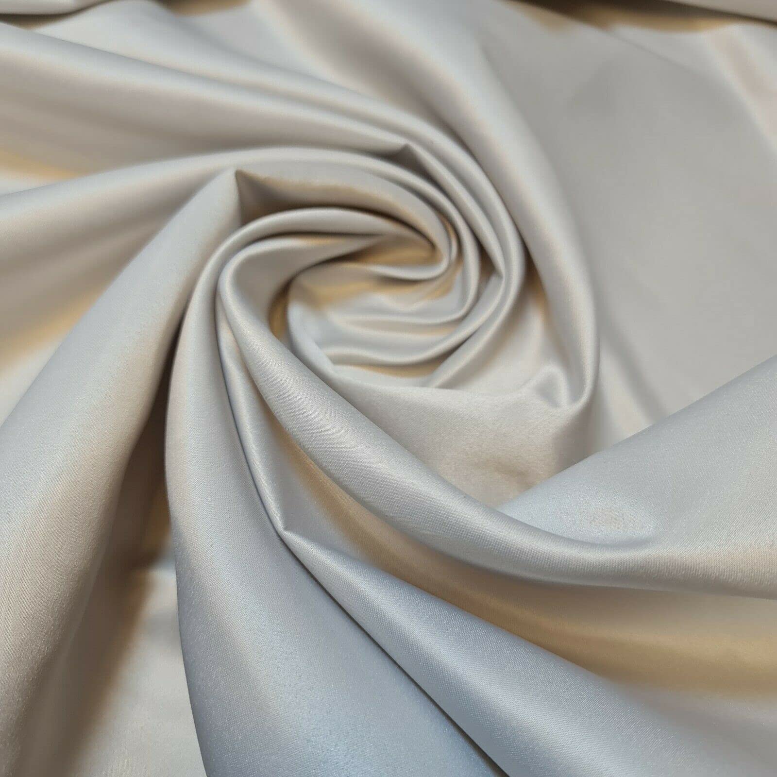 100% Polyester/Premium Dull Duchess Bridal Silk Silky Satin Fabric, Dressmaking, Wedding, Prom - Dress Craft Fabric Material 58" - 150 cm Wide Sold As 1 Meter Pre - Cut Lengths (Silver)